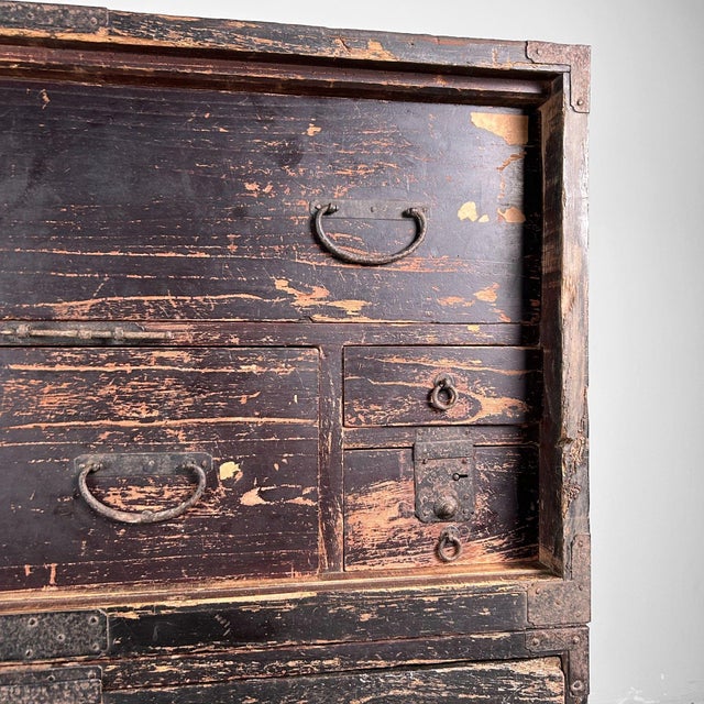 Wood Antique Japanese Tansu Storage Cabinet, 1890s For Sale - Image 7 of 14