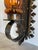 Metal Portuguese Gothic Style Wall Sconce in Wrought Iron with Amber Glass Lampshade, 1960s For Sale - Image 7 of 9