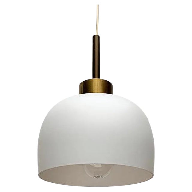 Mid-Century Danish Brass and Glass Pendant For Sale