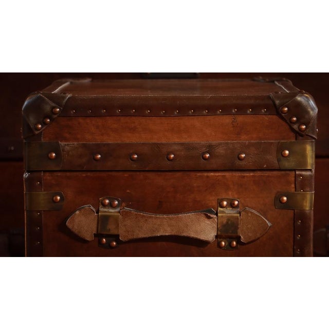 Vintage Officers Campaign White Star Trunk in Leather, 2010s For Sale - Image 3 of 18