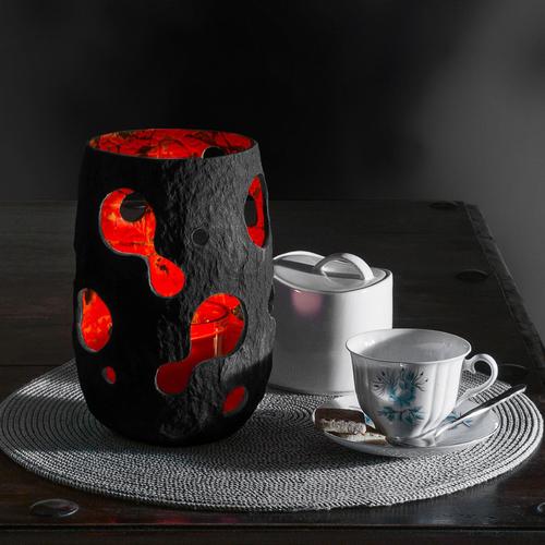 Black Candle Lantern Sculptural Vase by Donatas Zukauskas Dimensions: Ø 13 x H 19 cm. Materials: Recycled paper. This is a...