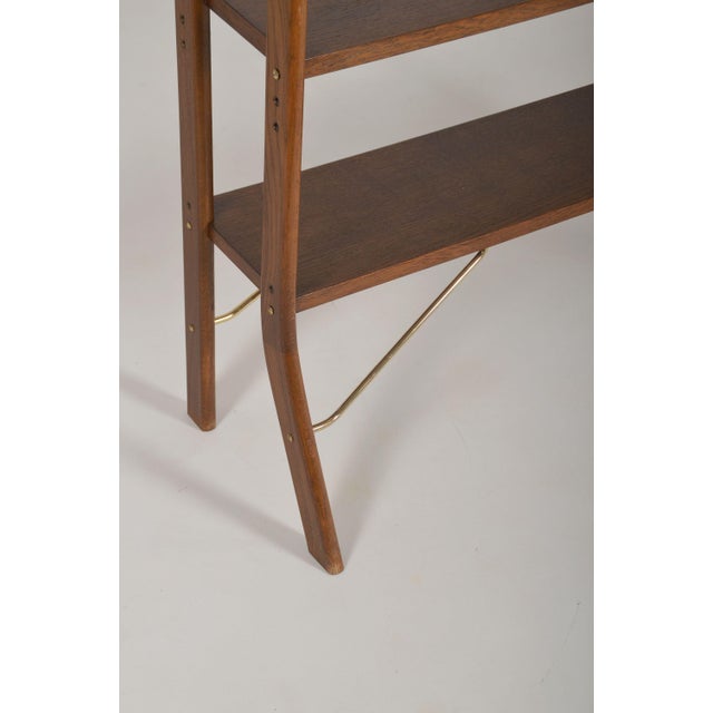 Mid-Century Modern Danish Freestanding Wall Rack with Brass Accents, 1960s For Sale - Image 3 of 9