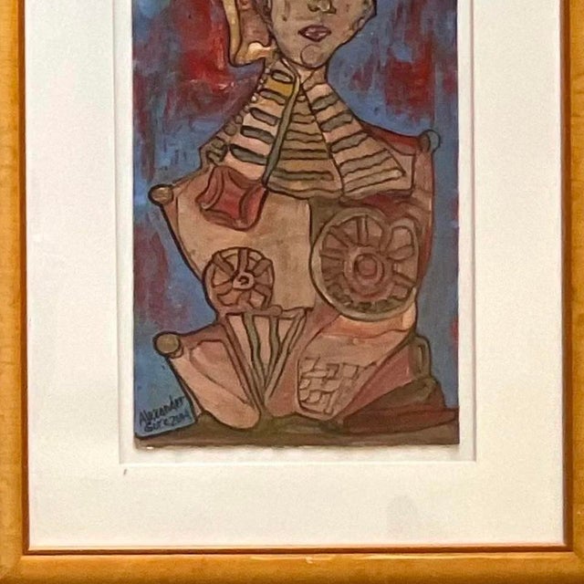 Vintage Boho Signed Original Oil Abstract Figural of Woman For Sale - Image 13 of 13