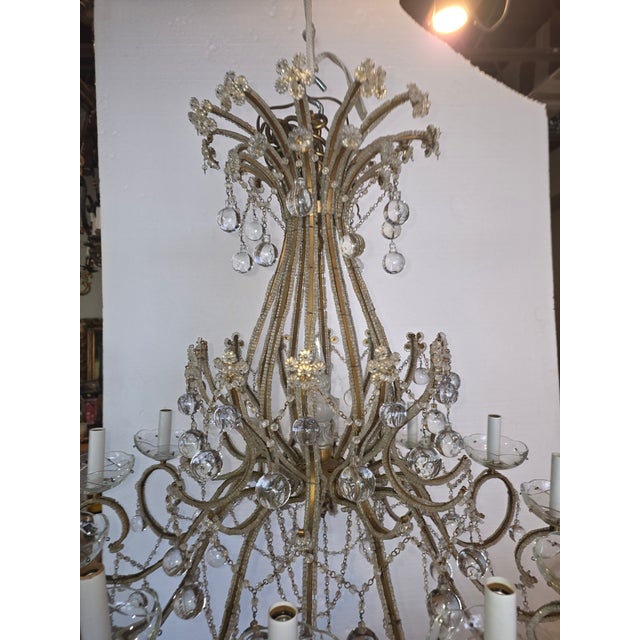 Large Vintage Clear Murano Glass Drop Chandelier For Sale - Image 9 of 12
