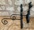 Vintage Spanish Mission, Spanish Colonial Scrollwork Black Wrought Iron Fireplace Andirons in the Style of Addison Mizner- Set of 2 For Sale In San Antonio - Image 6 of 12