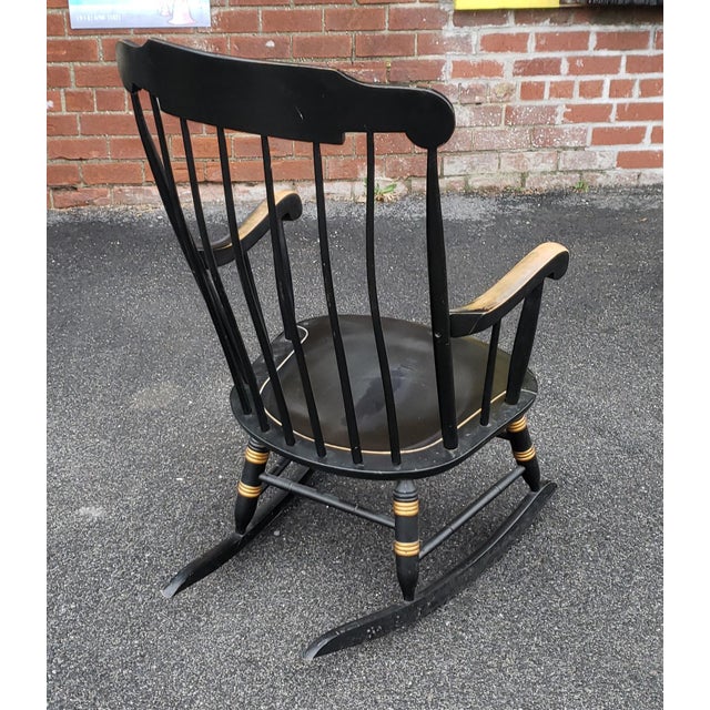 Vintage 1970s Black Hitchcock Style Painted Nichols & Stone Co. Rocking Chair Rocker Chairish