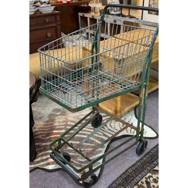 Mid-Century Modern Early 20th Century French Style Metal Grocery Cart - Display or Merchandising Piece, Decorative Object For Sale - Image 3 of 7
