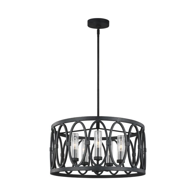 Transitional Sean Lavin by Visual Comfort Studio Patrice Chandelier, Dark Weathered Zinc For Sale - Image 3 of 5