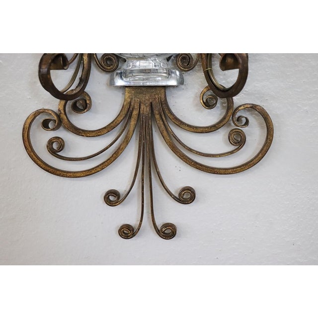 Gilded Iron and Crystal Sconces from Maison Baguès, 1950s, Set of 2 For Sale - Image 13 of 18