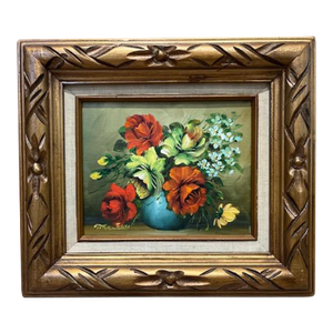 Vintage Floral Still Life Painting Signed by Artist Tina Corsi
