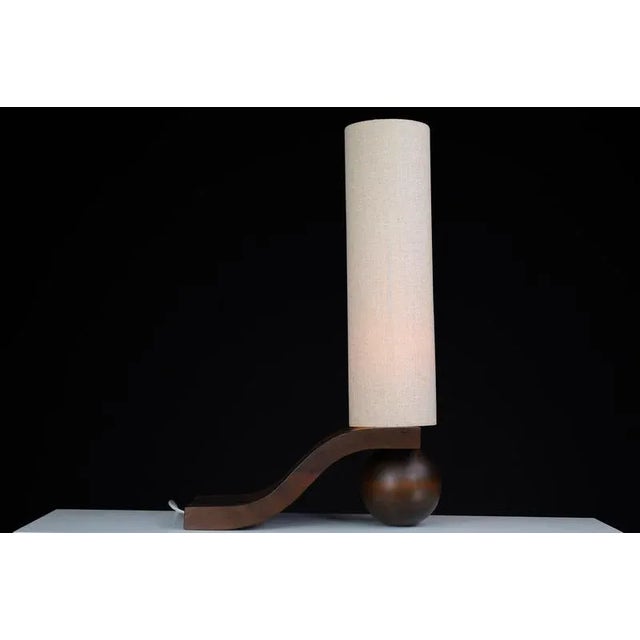 Mid-century czech table lamp by vladimír nývlt in sculpted wood, 1970s rare prague modernist design in solid wood – e27...