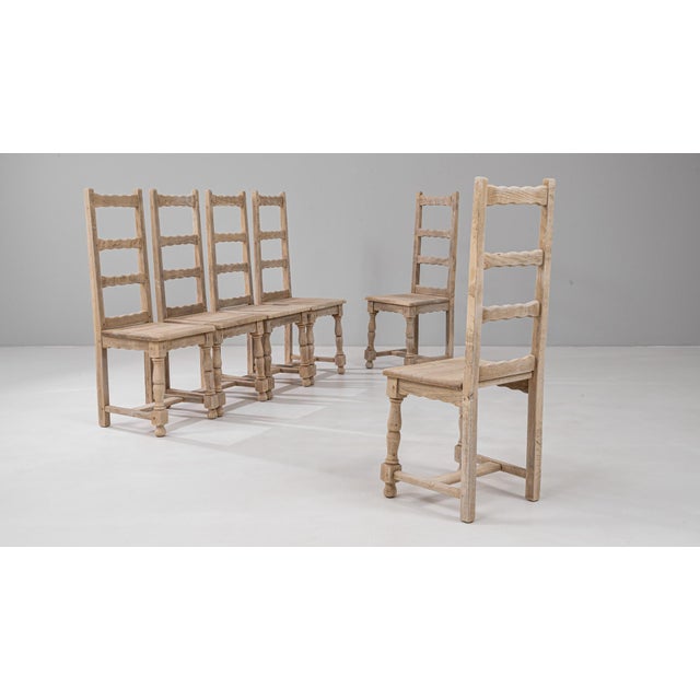 Rustic 20th Century French Oak Ladder-Back Dining Chairs - Set of 6 For Sale - Image 3 of 18