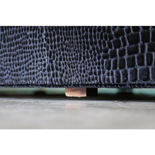 Black Vintage 1960s Attributed to Michael Taylor Designs Schiaperelli Sofa 121.5" Couch, Black Alligator For Sale - Image 8 of 13