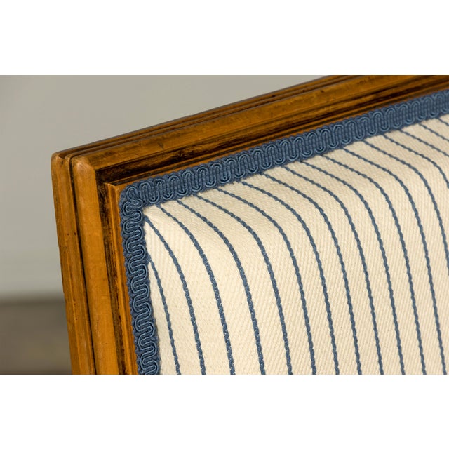 Set of Eight Late 19th Century French Louis XVI Style Dining Chairs in Blue Stripe For Sale - Image 16 of 18