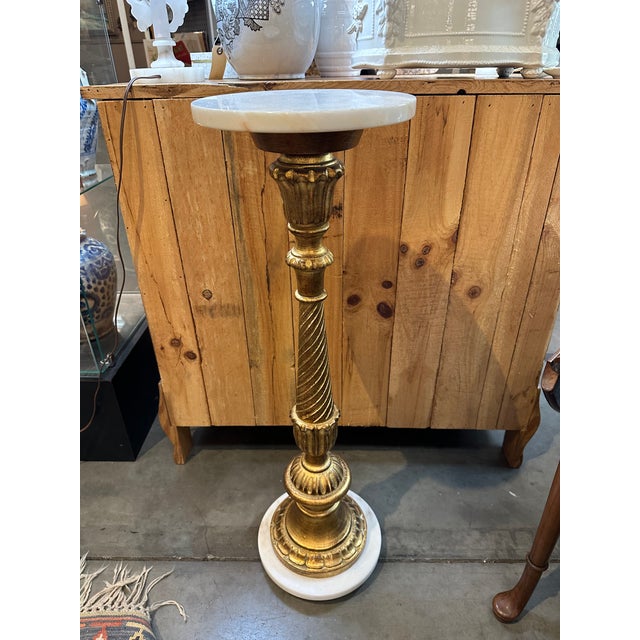 1950’s. Gilt Wood and Marble Pedestal For Sale In Nashville - Image 6 of 8