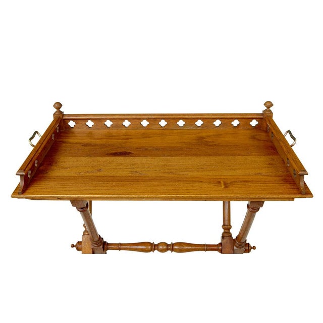 Carved Oak Butler's Tray on Stand, 1890s For Sale - Image 6 of 8