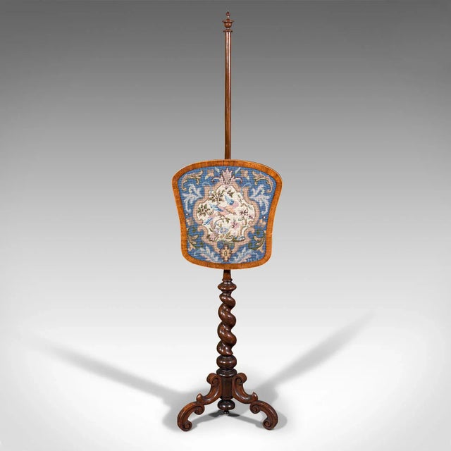 English 1820s Antique Regency English Needlepoint Pole Screen For Sale - Image 3 of 13