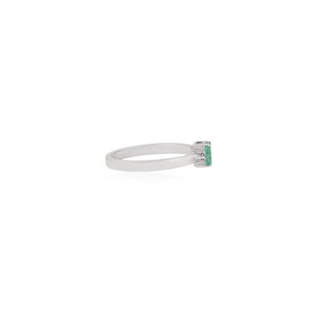 Not Yet Made - Made To Order Classic Emerald & Diamond Solitaire Ring in 925 Sterling Silver - Size 7 For Sale - Image 5 of 11