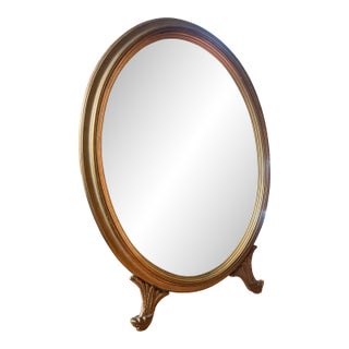 1920s Art Deco Gilded Gold Footed Vanity Mirror For Sale