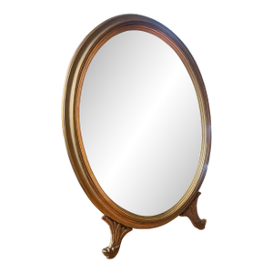 1920s Art Deco Gilded Gold Footed Vanity Mirror