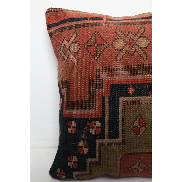 Handmade Antique Caucasian Kazak Rug Pillow Cushion -20'' X 20'' For Sale - Image 11 of 11