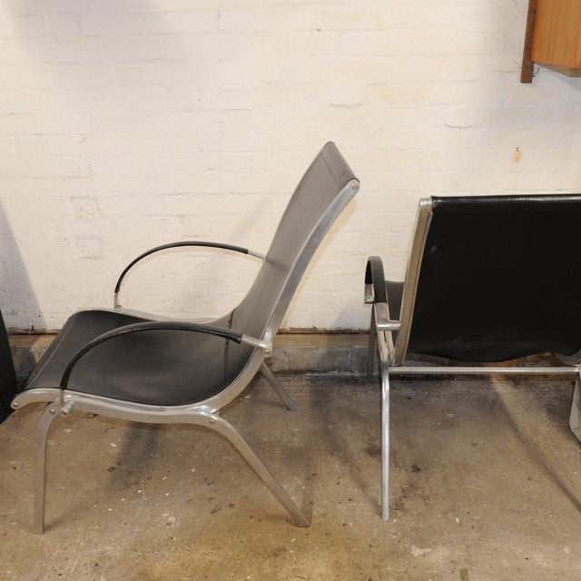 Mid-Century Modern Leather and Aluminium Lounge Chairs by Rudolf Szedleczky, 1970s, Set of 2 For Sale - Image 12 of 17