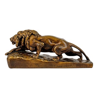 Rare Vintage Bronze-Clad "Lion À L'affût" (Stalking Lion) Statue in the Style of Isidore Jules Bonheur For Sale