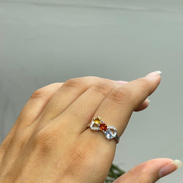 Carat&Her Infinity Bow Promise Ring With Multi Sapphire & Diamond Accents, Size 7 For Sale - Image 9 of 14