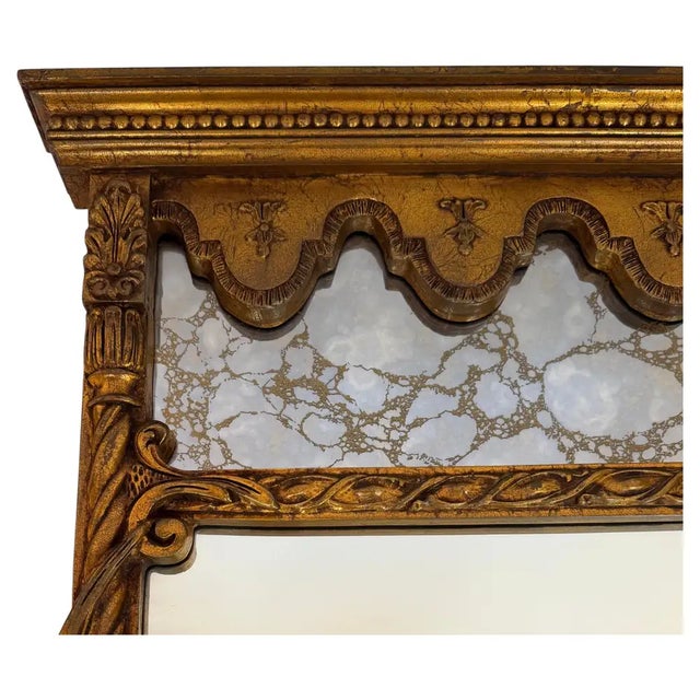 Hollywood Regency Mid-Century Hollywood Regency Gilt Rope and Tassel Trumeau Pier Mirror For Sale - Image 3 of 8