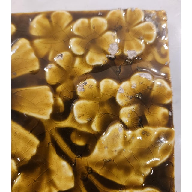Late 19th Century Stunning Floral and Leaf Tile by the Trent Tile Co For Sale - Image 5 of 9