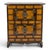 A striking Korean Bandaji-style cabinet, distinguished by richly figured wood panels, dramatic traditional brass hardware,...