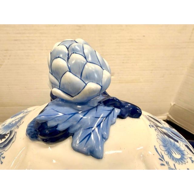 Ceramic Chelsea House Chinoiserie Blue and White Porcelain Soup Tureen & Underplate For Sale - Image 7 of 8