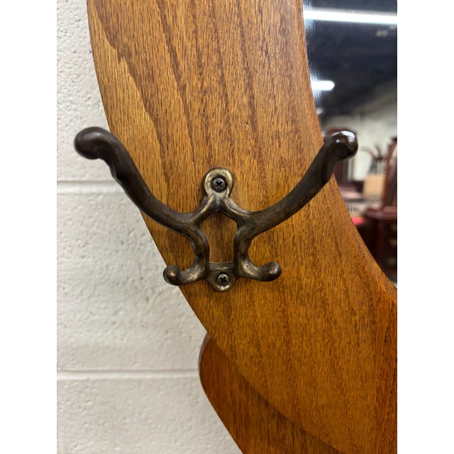 Antique Arts and Crafts Style American Oak Hall Tree With Mirror and Storage For Sale - Image 4 of 10