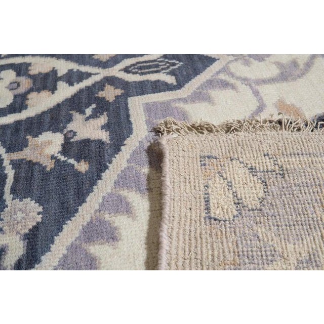 8x10 Gray Hand-Knotted Wool Floral Starburst Medallion Traditional Carpet Rug For Sale - Image 4 of 6