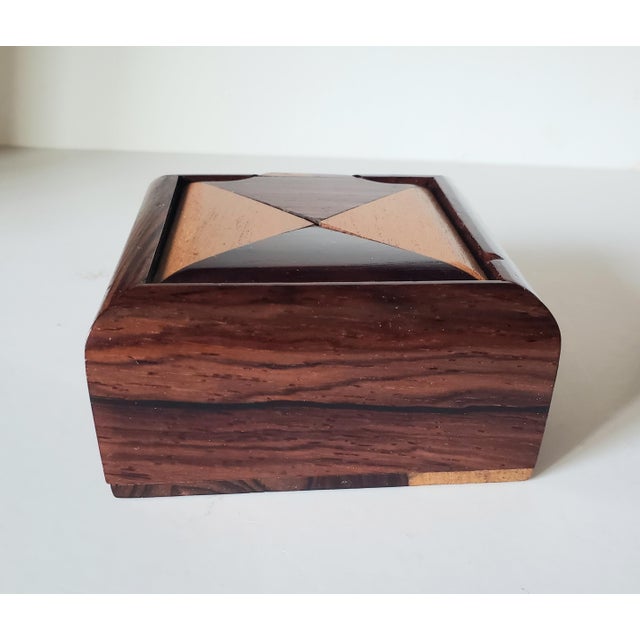 Mid-Century Cocobolo Inlaid Wood Jewelry Box | Vintage Artisan Accent For Sale In Los Angeles - Image 6 of 8