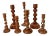 Vintage Turned Polished Wood Candlleholders, Assorted Sizes. Set of Seven For Sale