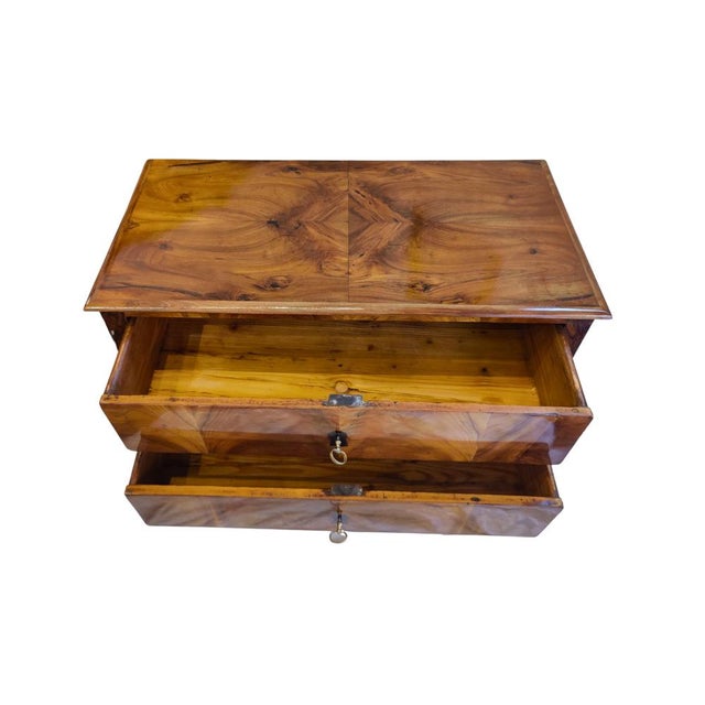 Brown Biedermeier Walnut Two-Drawer Commode on Tapered Legs For Sale - Image 8 of 11