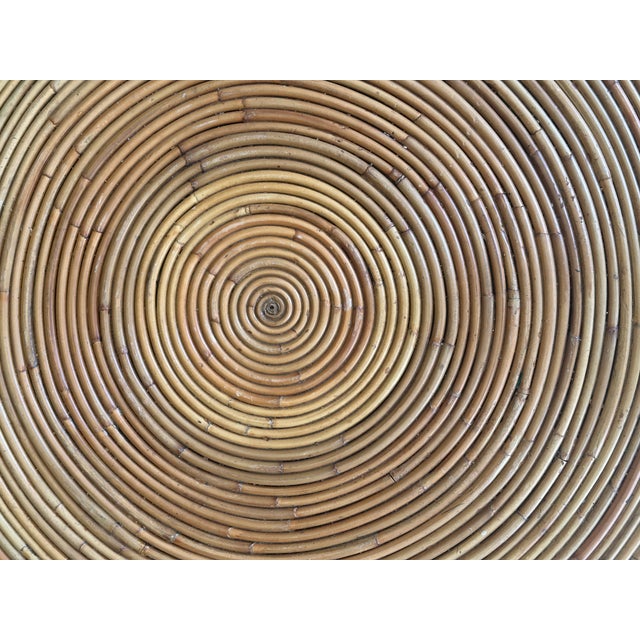 1960s Vintage Pencil Reed Bamboo 36” Round Crespi Style Coastal Coffee Table For Sale - Image 5 of 5