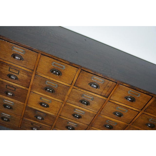 Large German Industrial Oak Apothecary Cabinet or Chest of Drawers, 1930s For Sale - Image 4 of 18