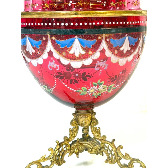 1880s Magnificent Moser Cranberry Glass Imperial Egg-Form Tantalus Service For Sale - Image 18 of 18