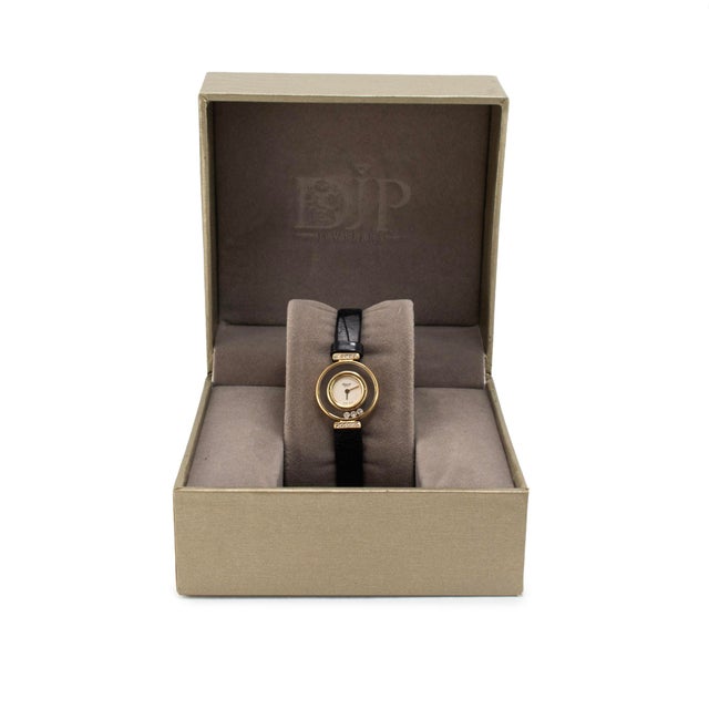 Ladies Vintage Chopard Happy Diamonds 22mm 4112 18k Yellow Gold Quartz Watch For Sale - Image 10 of 11