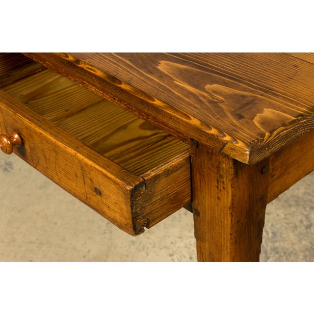 Late 19th Century French Rustic Farmhouse Pine Three-Drawer Writing Table For Sale - Image 9 of 18