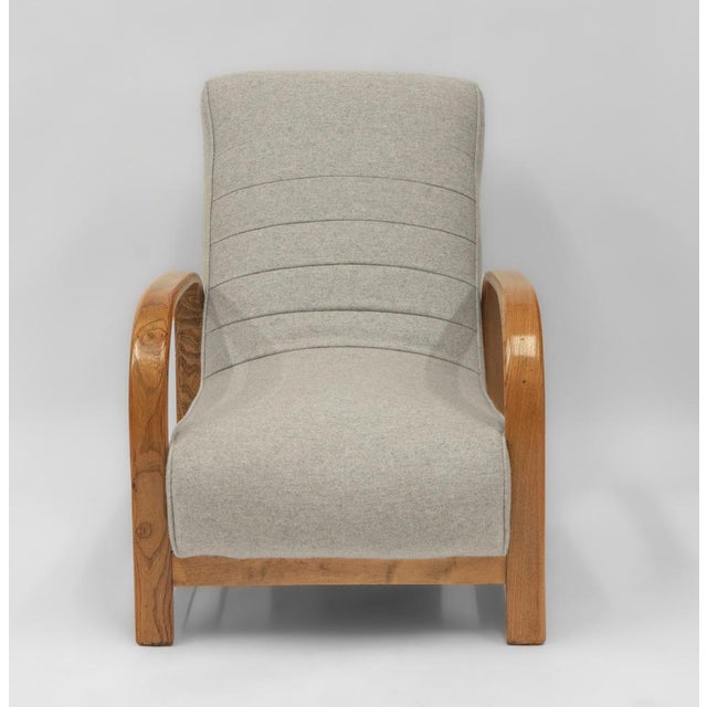 Wood English Art Deco Lounge Chair in Wool Fabric, 1930s For Sale - Image 7 of 14