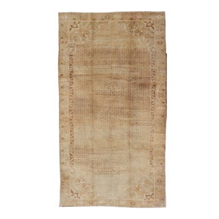 Vintage Oushak Rug in Warm Beige and Golden Tan With Subtle Cream Accents For Sale
