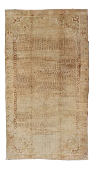 Vintage Oushak Rug in Warm Beige and Golden Tan With Subtle Cream Accents