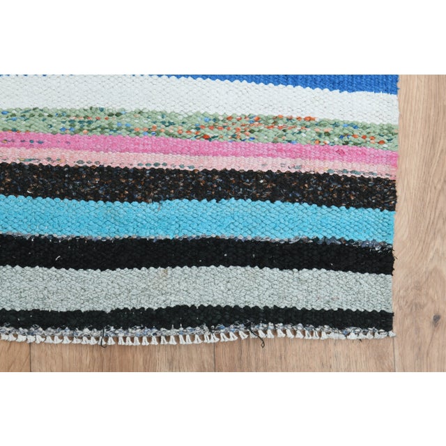 1970s Striped Colorful Kilim Turkish Vintage Runner Rug For Sale - Image 5 of 11