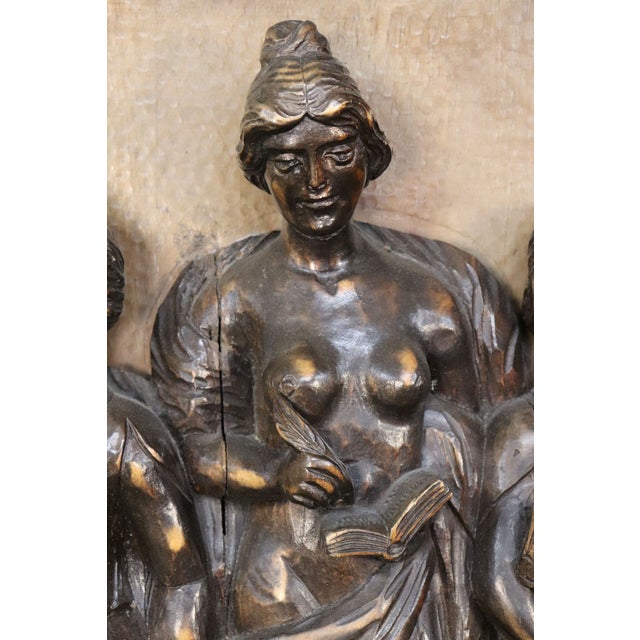 Traditional Fantastic Italian Tall Carved Walnut Figural Panel of Significant Age and Size For Sale - Image 3 of 7