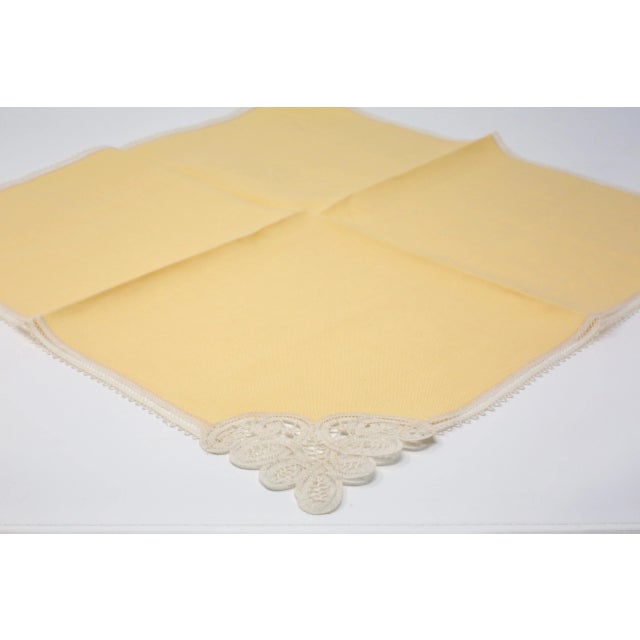 Yellow Linen and Lace Napkins - Set of 7 For Sale - Image 4 of 10