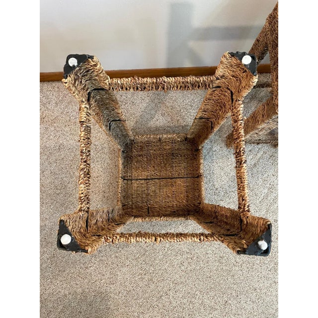 Chestnut Vintage Woven Wicker Seagrass Plant Stands / Stools - a Pair For Sale - Image 8 of 12