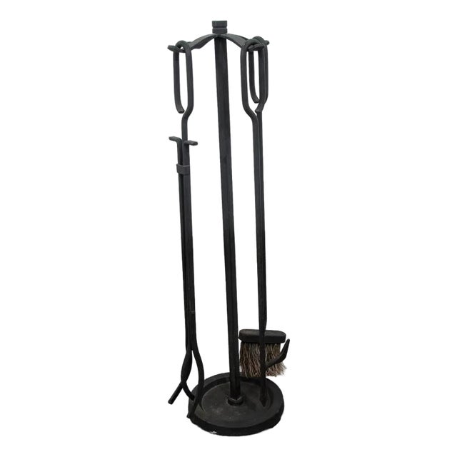 Mid Century Modern Fireplace Tools Metal Cast Iron Pilgrim Seymour Nelson MCM For Sale